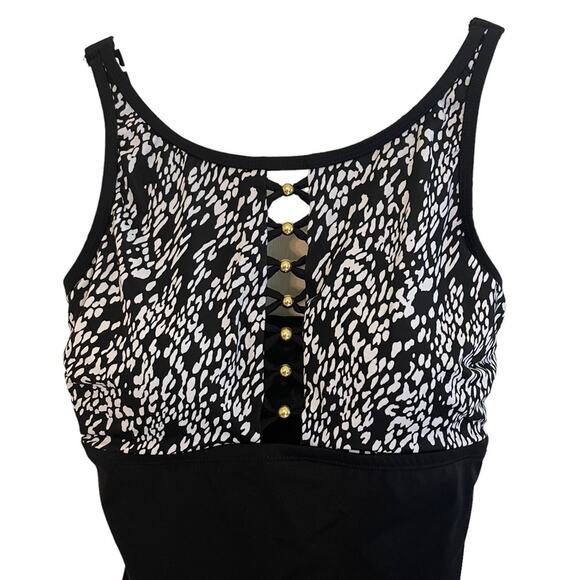 Swimsuits for All Black White High Neck One Piece Swimsuit NWT Size 4 - Picture 5 of 10